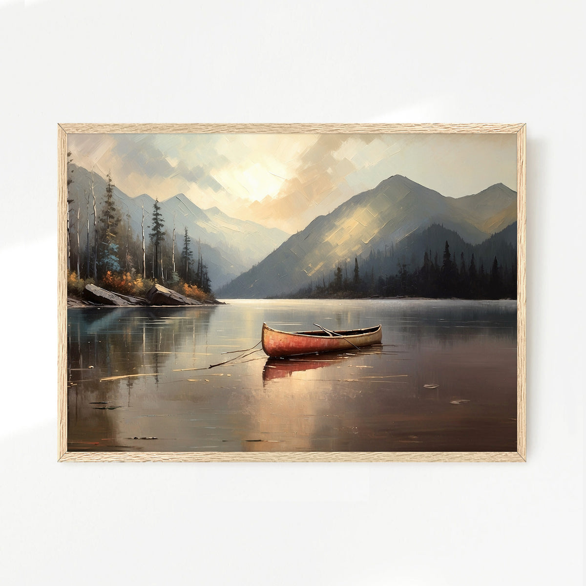 Lake Painting with Bright Colors No2 - Sage and Rose Prints