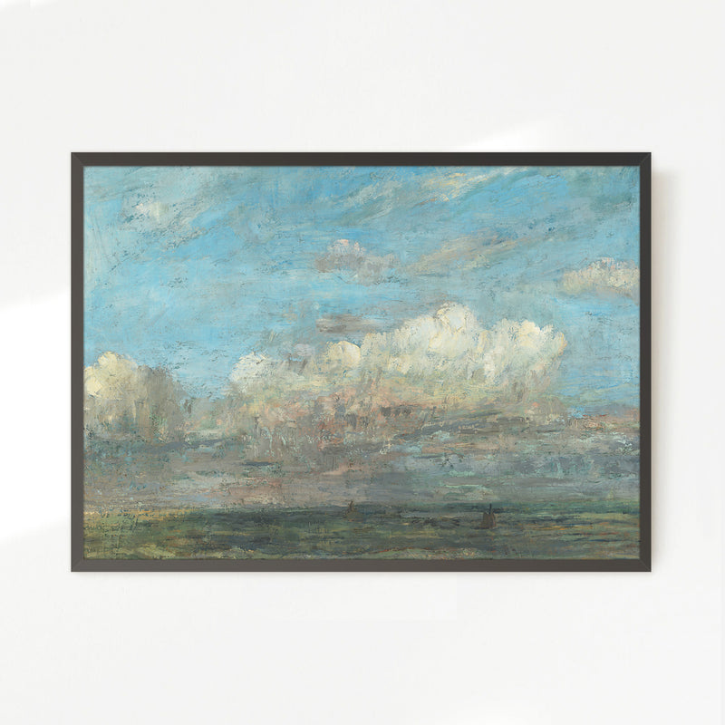 Vibrant Blue Sky Seaside Painting - Sage and Rose Prints