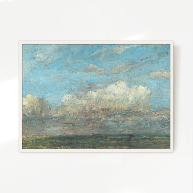 Vibrant Blue Sky Seaside Painting - Sage and Rose Prints