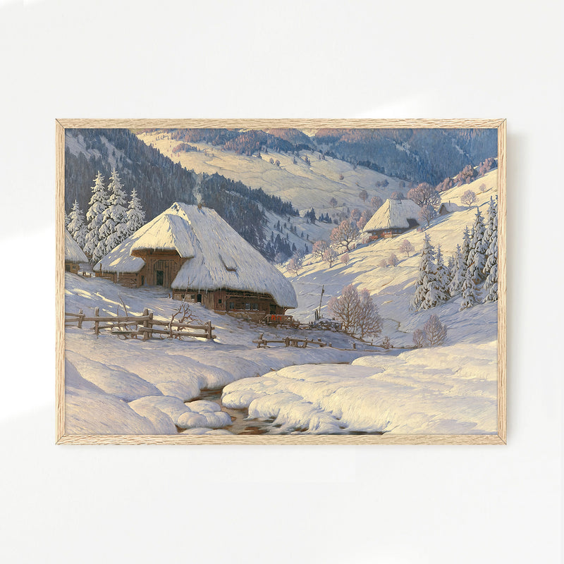 Cabin in the Snow Painting No2 - Sage and Rose Prints
