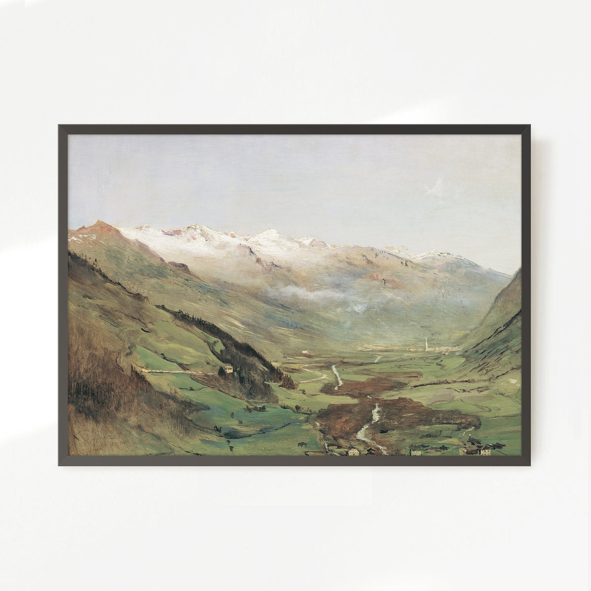 Sunny Mountain Valley Oil Painting No2 - Sage and Rose Prints