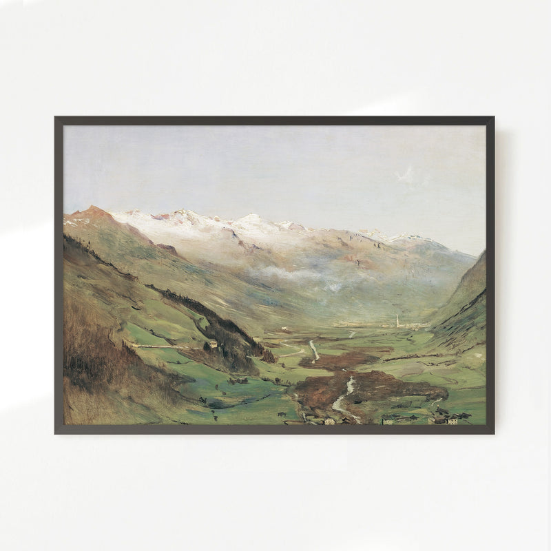 Sunny Mountain Valley Oil Painting No2 - Sage and Rose Prints