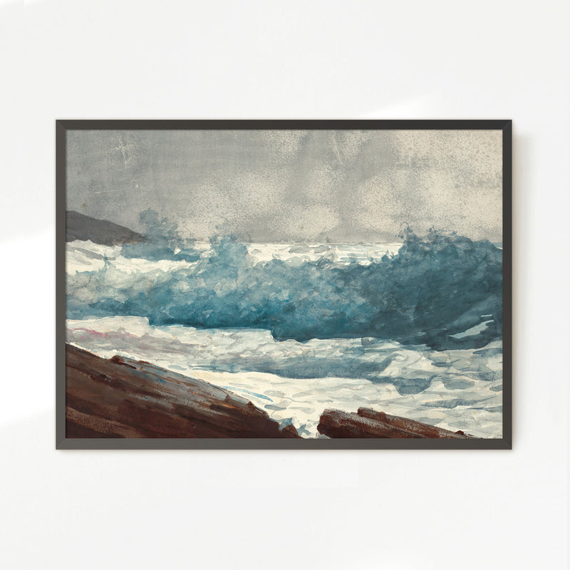 Ocean Watercolor in Deep Teal - Sage and Rose Prints