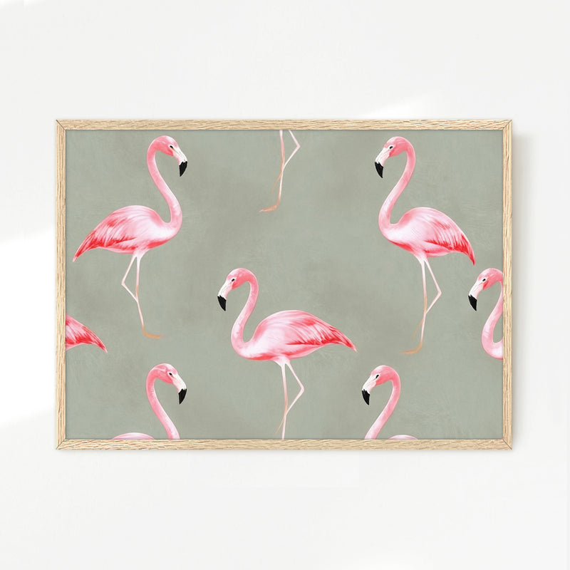 Flamingo Sage Pattern - Sage and Rose Prints