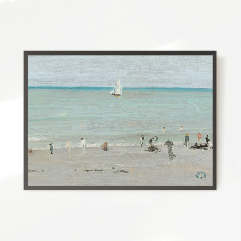 Muted Beach Painting with a Touch of Teal - Sage and Rose Prints