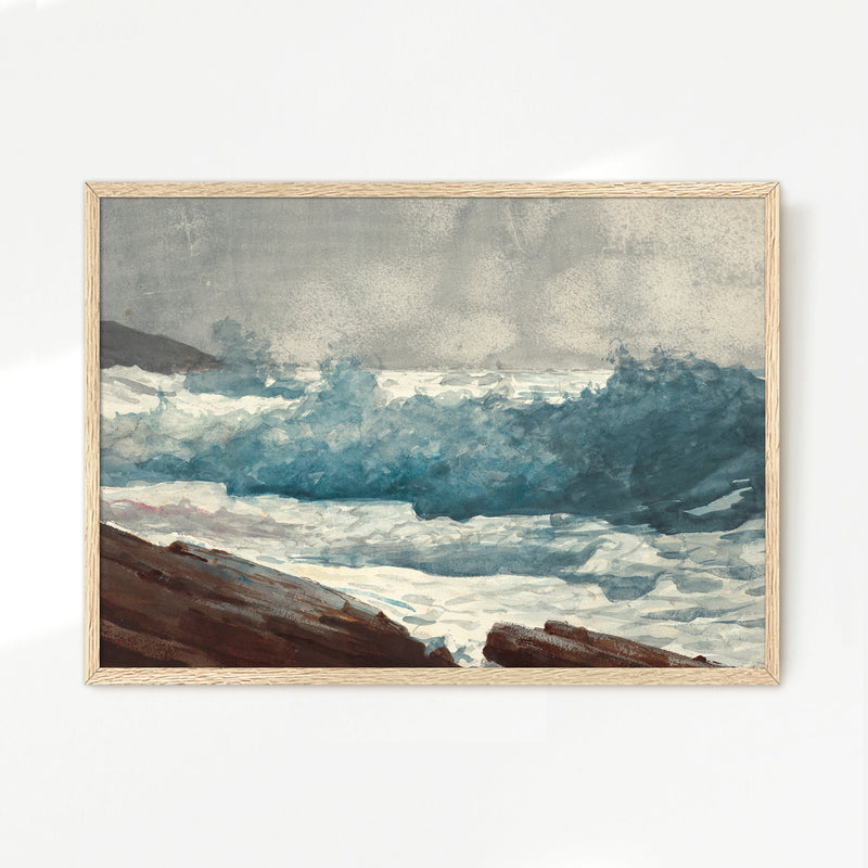 Ocean Watercolor in Deep Teal - Sage and Rose Prints