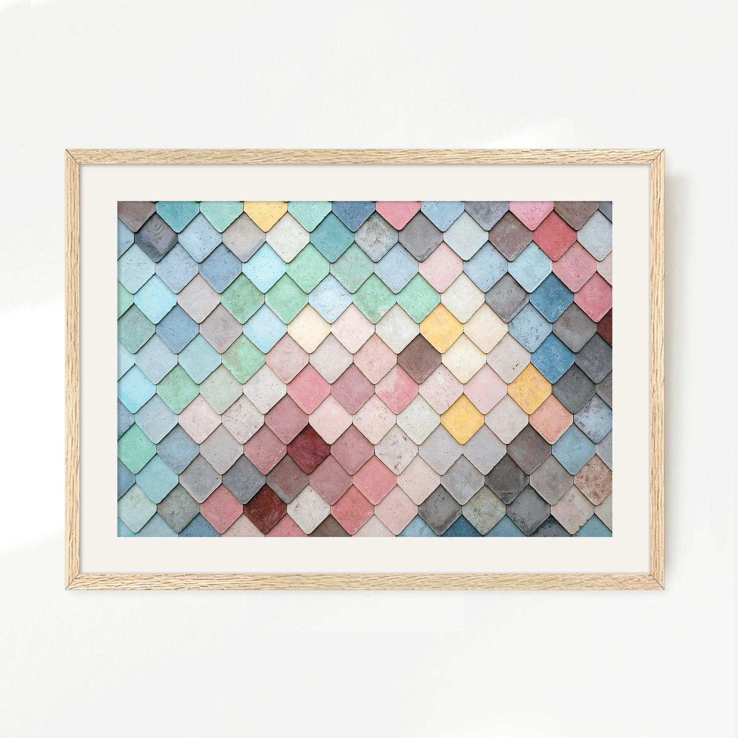 Dusty Pink and Blue Geometric Wall Pattern - Sage and Rose Prints