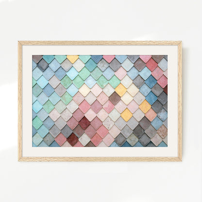 Dusty Pink and Blue Geometric Wall Pattern - Sage and Rose Prints
