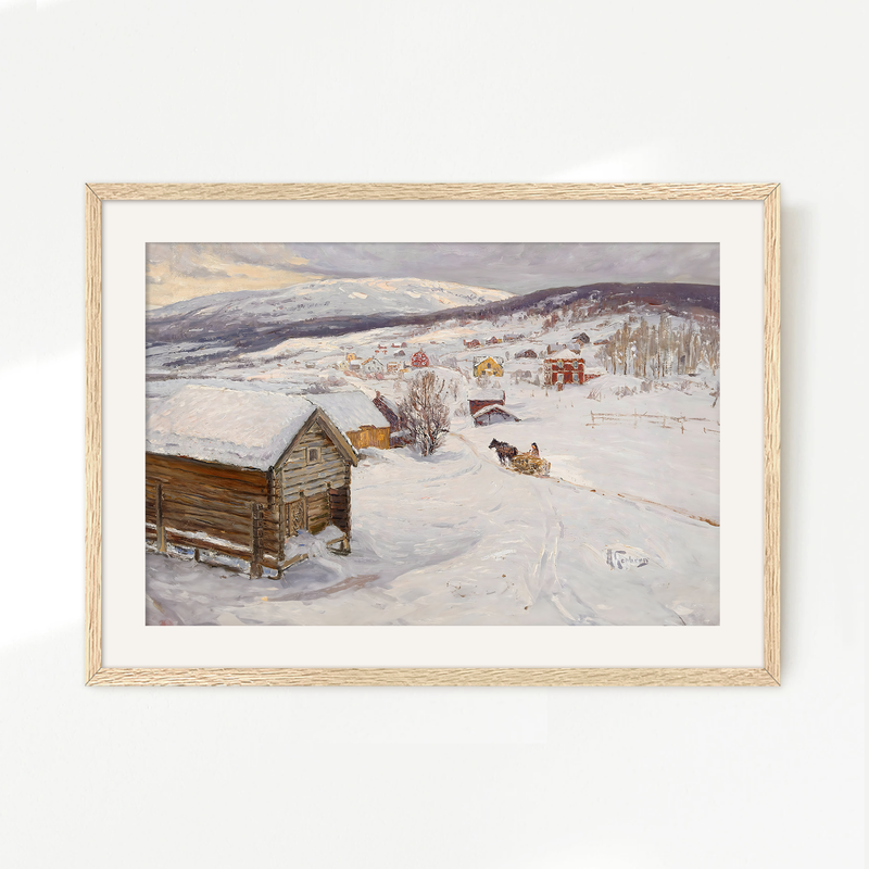 Cabin in the Snow Impressionist Painting - Sage and Rose Prints