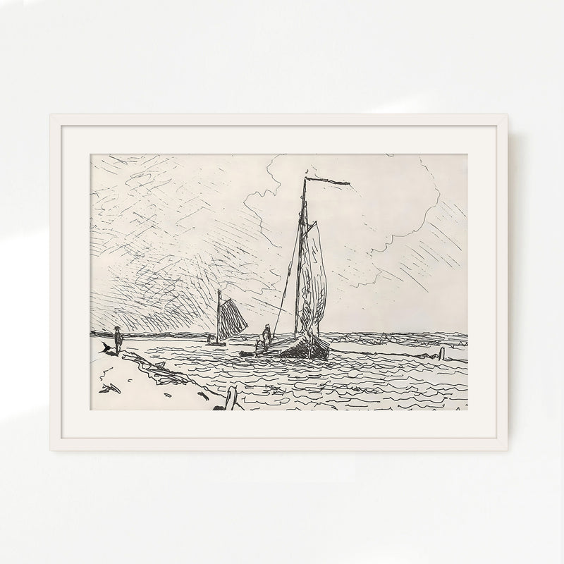 Sailboat Drawing No2 - Sage and Rose Prints