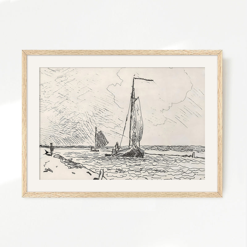 Sailboat Drawing No2 - Sage and Rose Prints
