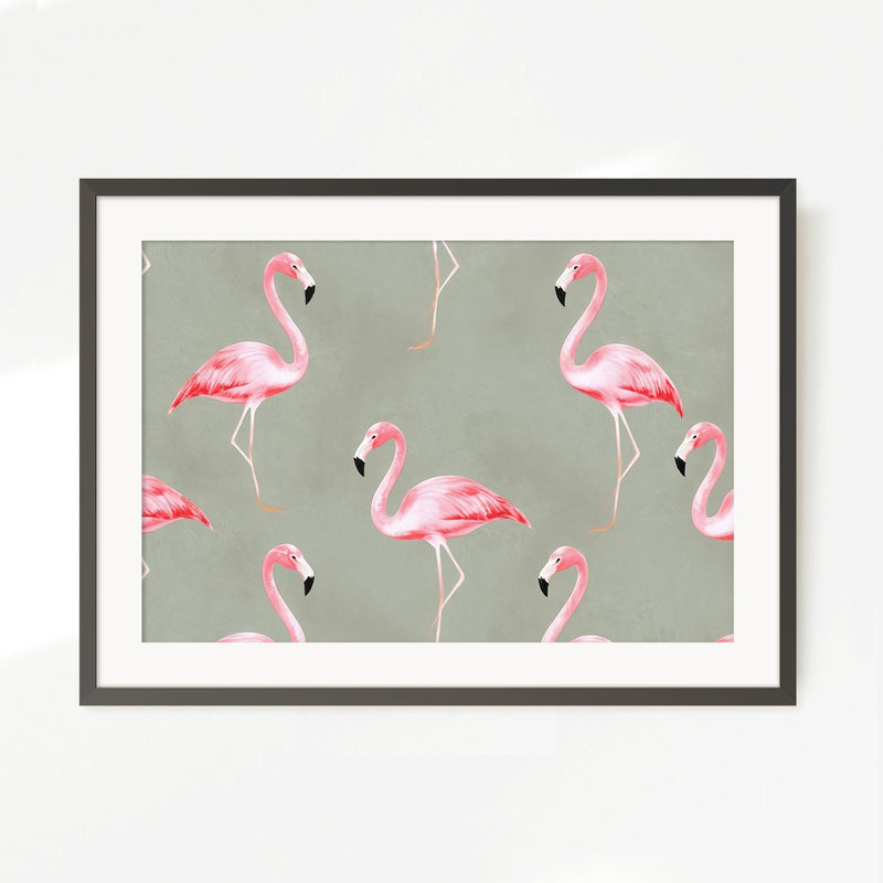 Flamingo Sage Pattern - Sage and Rose Prints