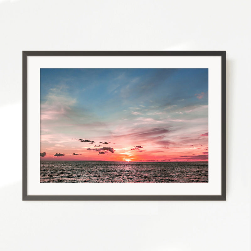 Pink Sunset Sky Ocean Photography - Sage and Rose Prints