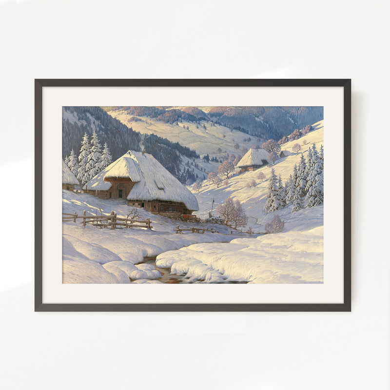 Cabin in the Snow Painting No2 - Sage and Rose Prints