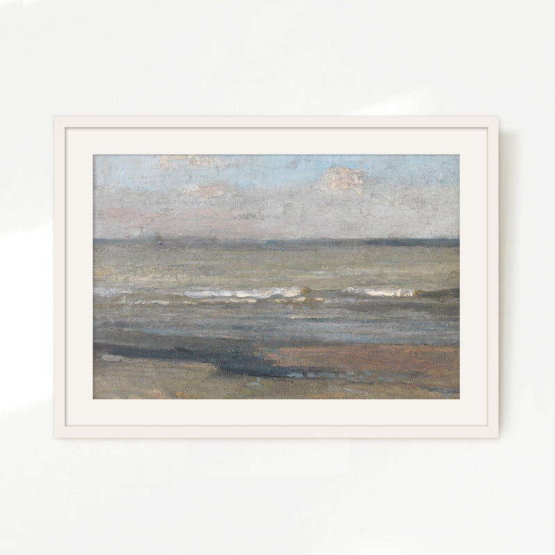 Muted Neutral Ocean Painting - Sage and Rose Prints