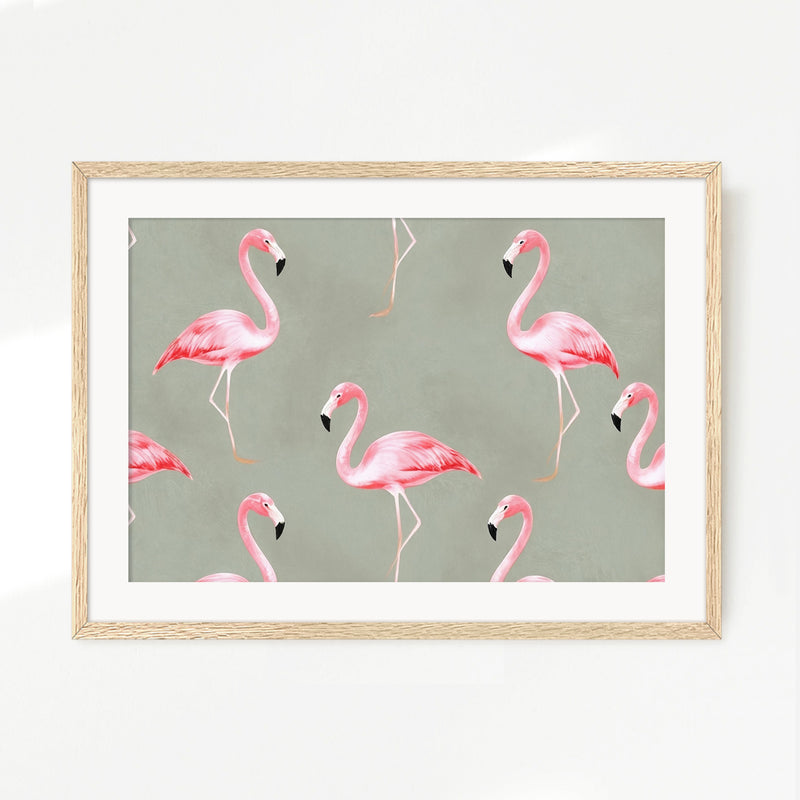 Flamingo Sage Pattern - Sage and Rose Prints