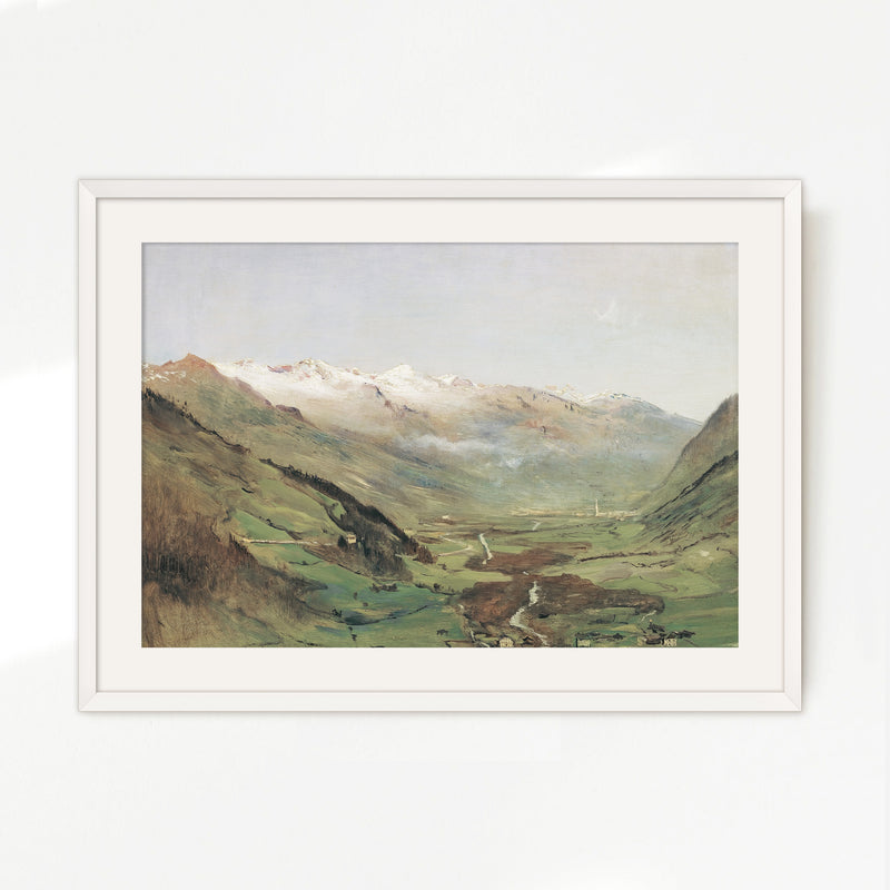 Sunny Mountain Valley Oil Painting No2 - Sage and Rose Prints