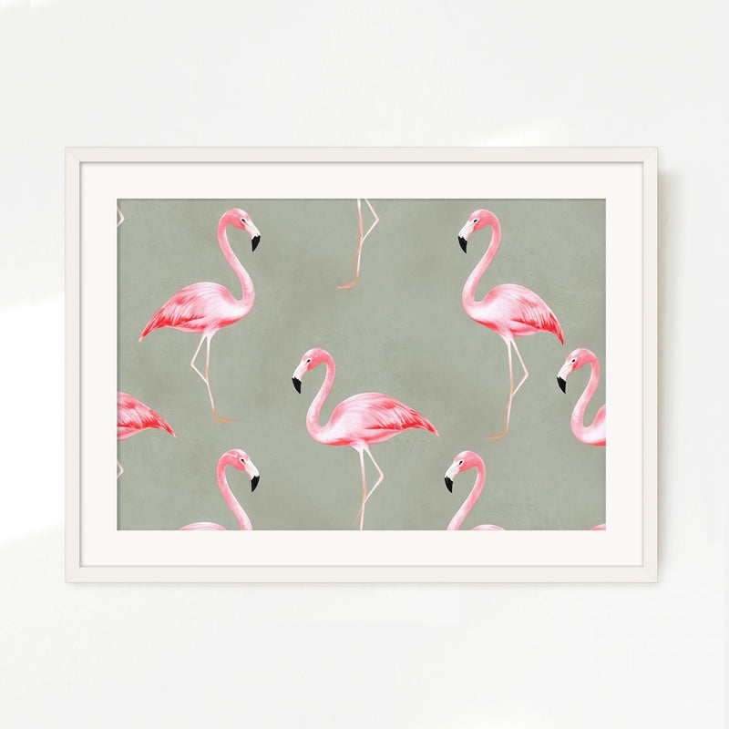 Flamingo Sage Pattern - Sage and Rose Prints