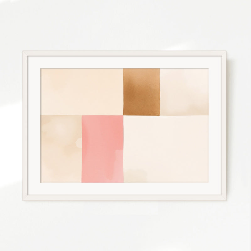 Modern Minimalist Tan and Pink Art - Sage and Rose Prints