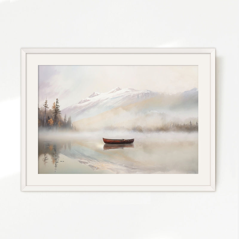 Misty Lake Painting No2 - Sage and Rose Prints