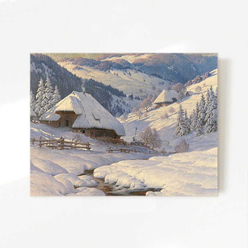Cabin in the Snow Painting No2 - Sage and Rose Prints