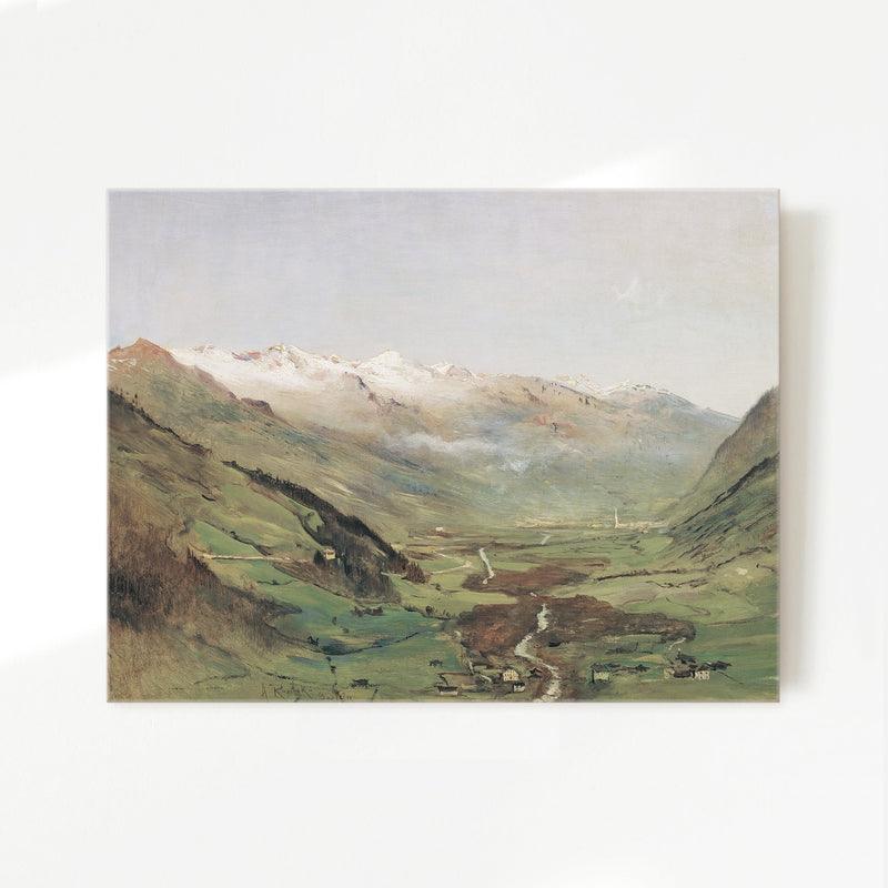 Sunny Mountain Valley Oil Painting No2 - Sage and Rose Prints