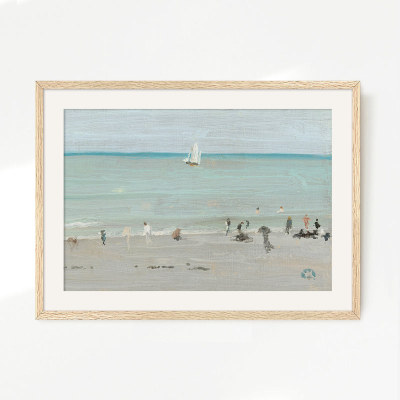 Muted Beach Painting with a Touch of Teal - Sage and Rose Prints