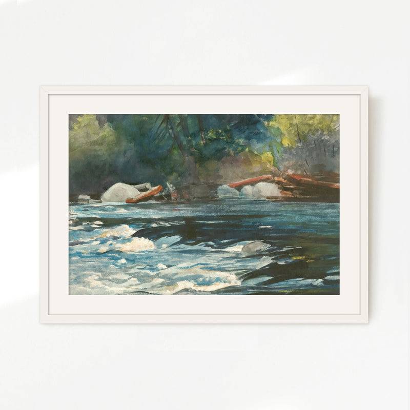 River Painting in Shades of Green - Sage and Rose Prints