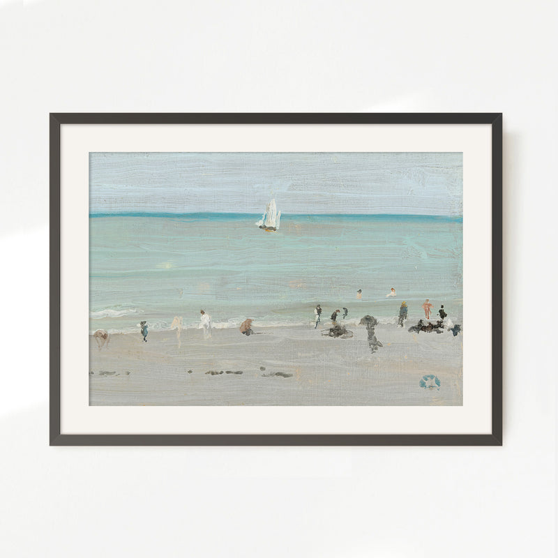 Muted Beach Painting with a Touch of Teal - Sage and Rose Prints