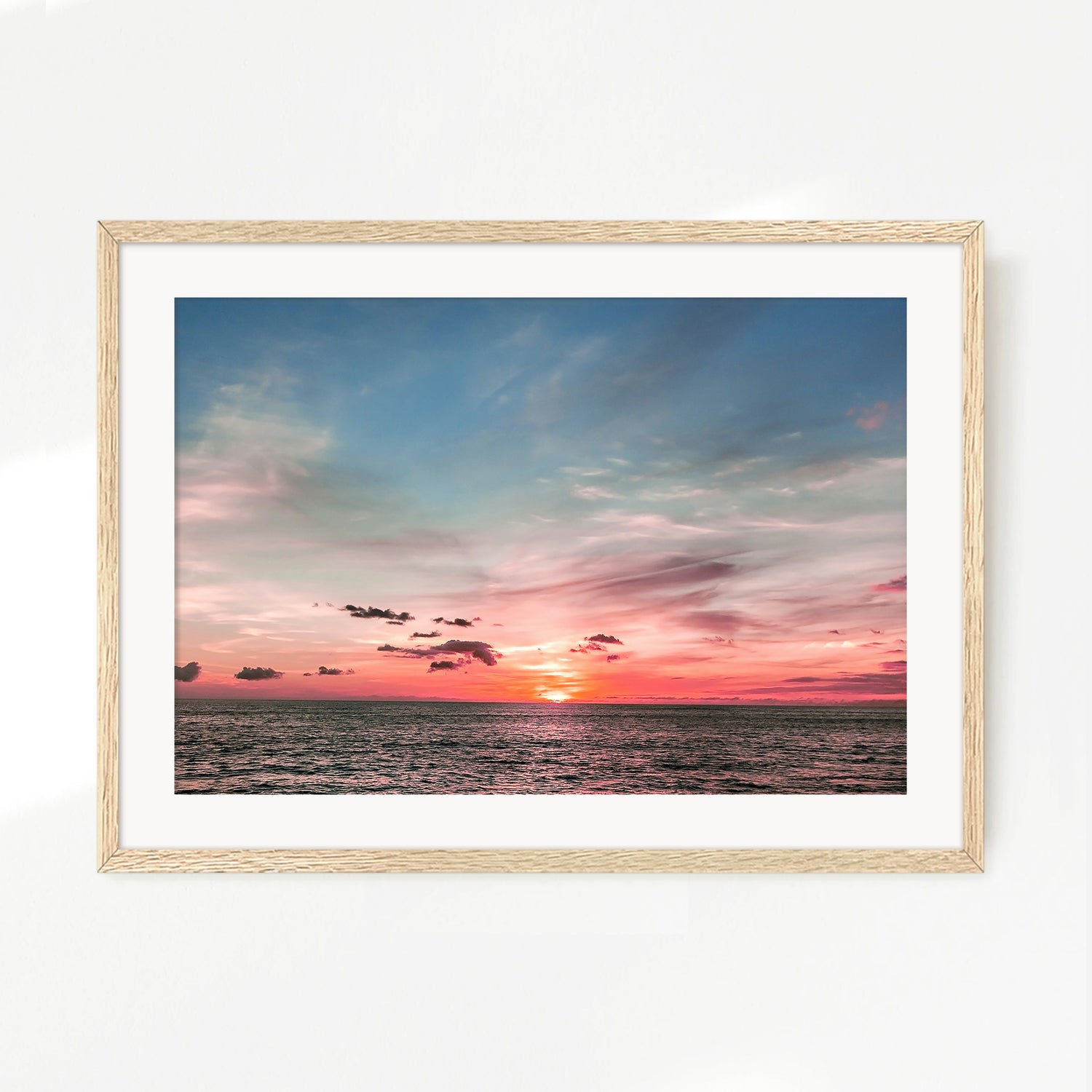 Pink Sunset Sky Ocean Photography - Sage and Rose Prints