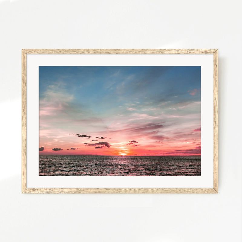 Pink Sunset Sky Ocean Photography - Sage and Rose Prints