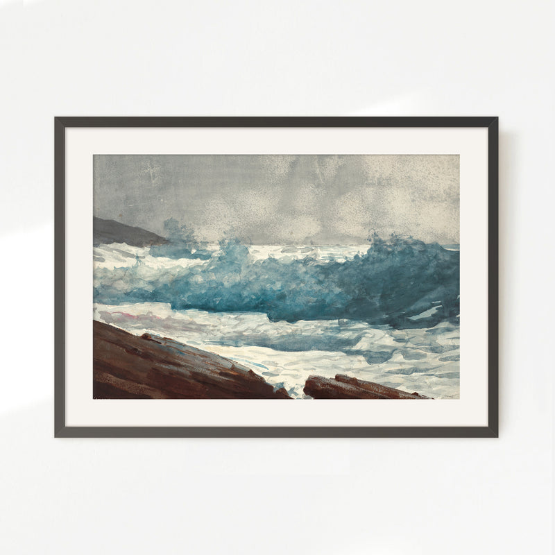 Ocean Watercolor in Deep Teal - Sage and Rose Prints