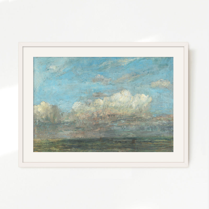 Vibrant Blue Sky Seaside Painting - Sage and Rose Prints