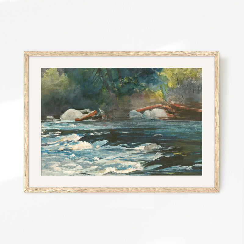 River Painting in Shades of Green - Sage and Rose Prints