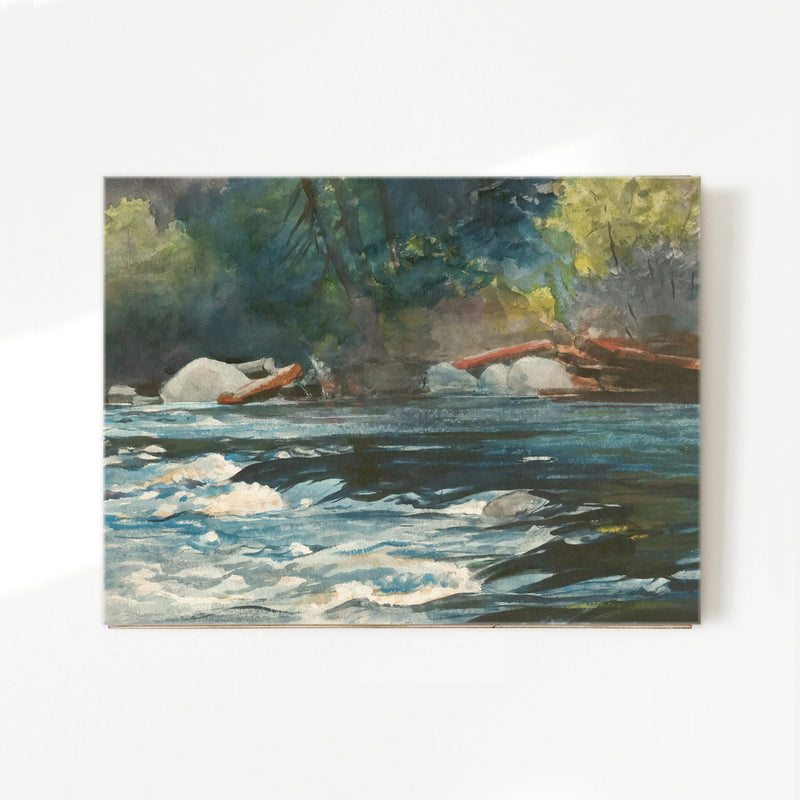 River Painting in Shades of Green - Sage and Rose Prints