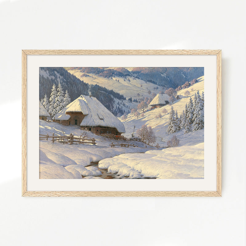 Cabin in the Snow Painting No2 - Sage and Rose Prints