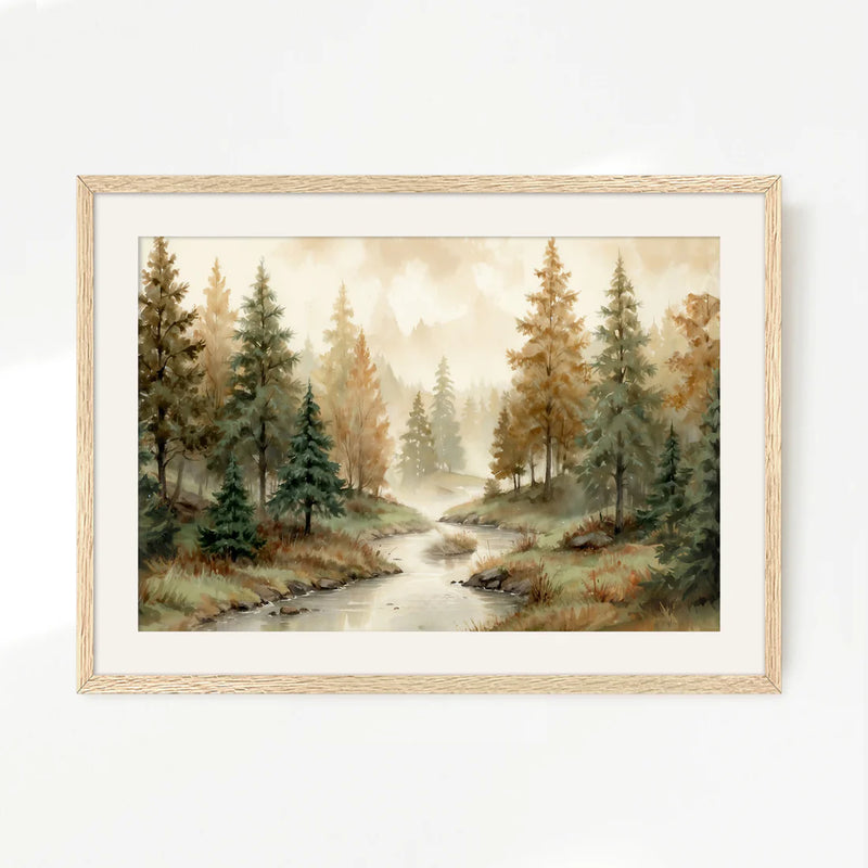 Forest Landscape in Fall Colors - Special - Sage and Rose Prints