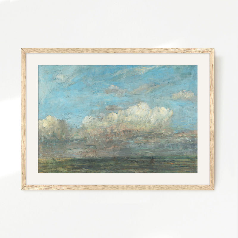 Vibrant Blue Sky Seaside Painting - Sage and Rose Prints