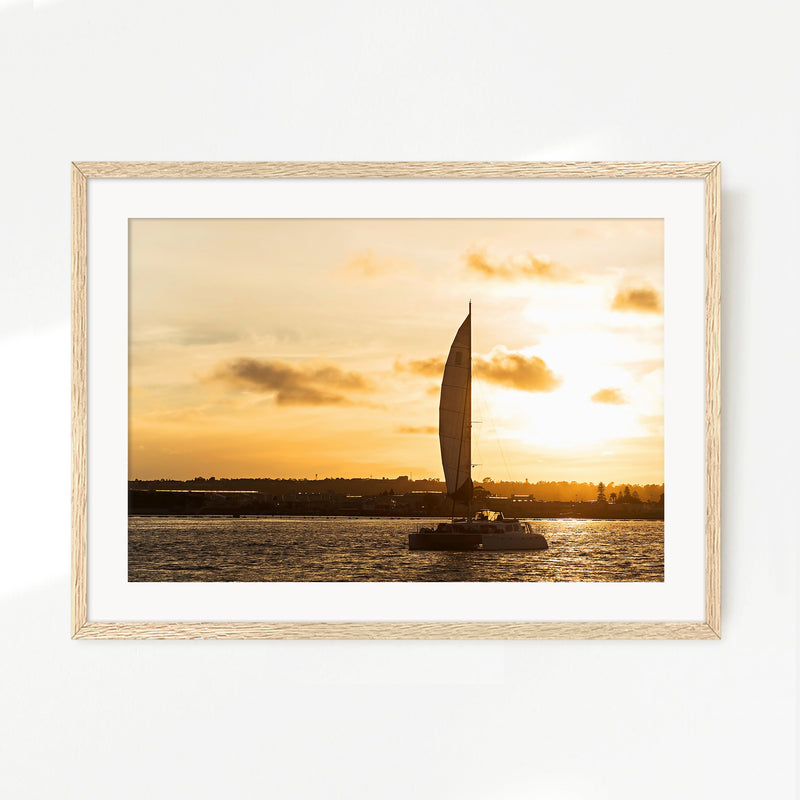 Sepia Sunset Sailboat Ocean Photo No1 - Sage and Rose Prints