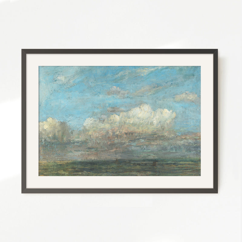 Vibrant Blue Sky Seaside Painting - Sage and Rose Prints
