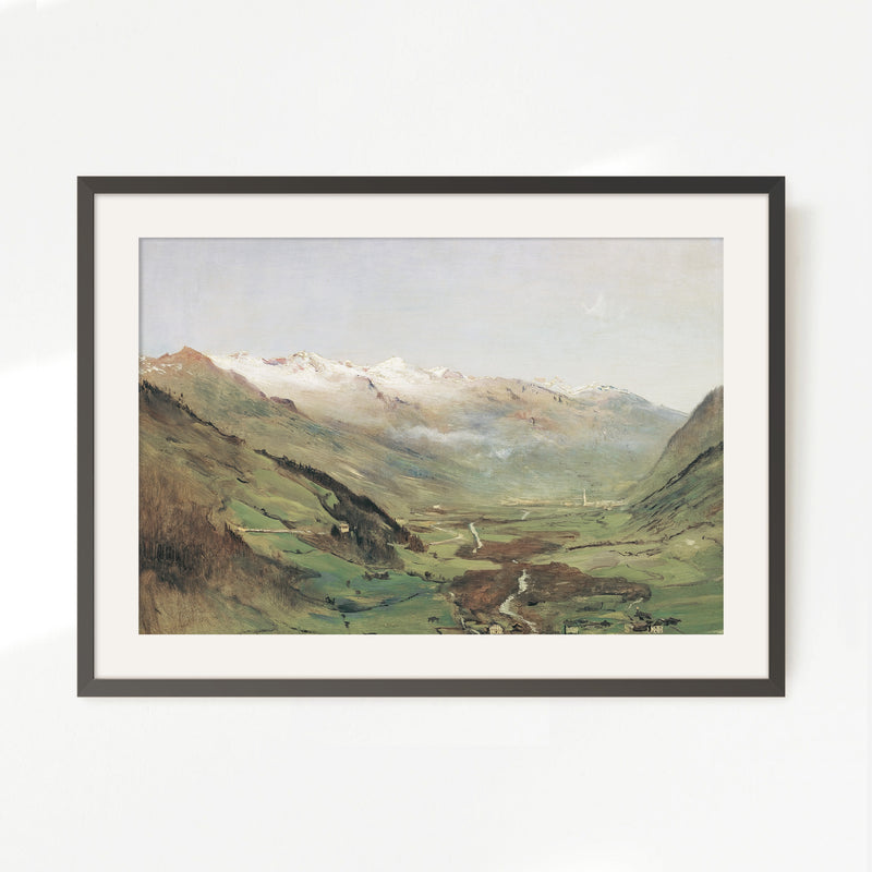 Sunny Mountain Valley Oil Painting No2 - Sage and Rose Prints