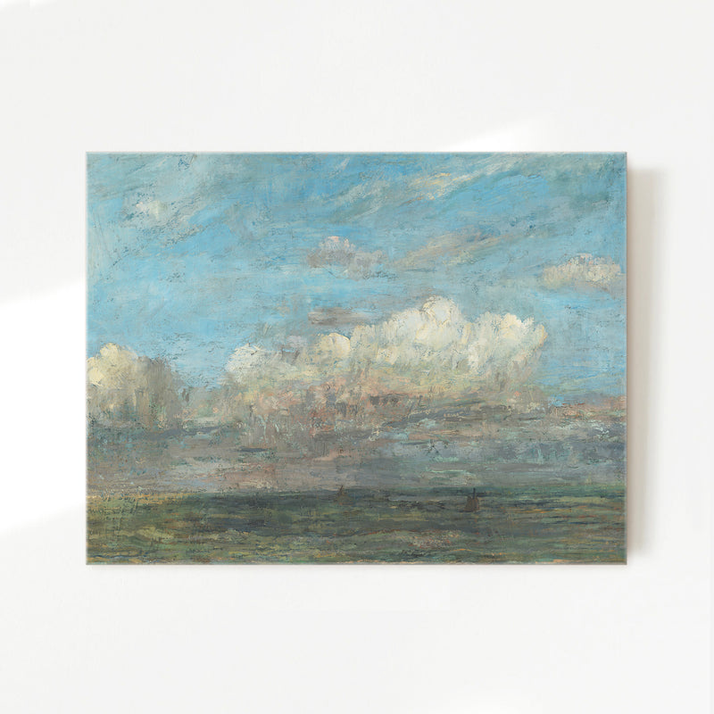 Vibrant Blue Sky Seaside Painting - Sage and Rose Prints