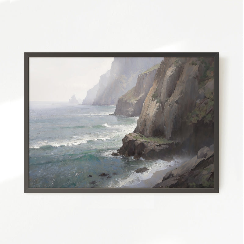 Misty Cliffs Painting No2 - Sage and Rose Prints