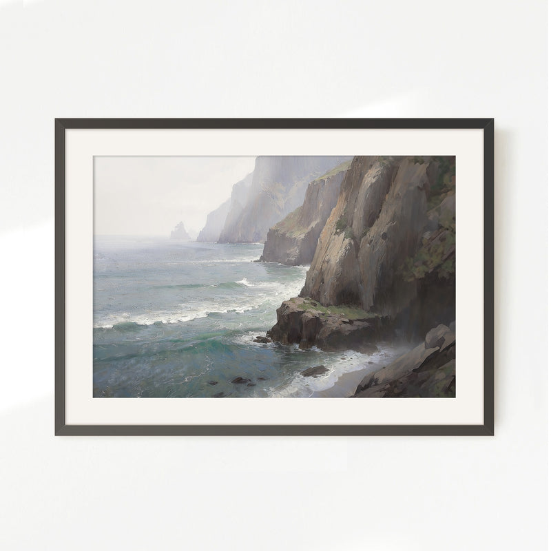 Misty Cliffs Painting No2 - Sage and Rose Prints