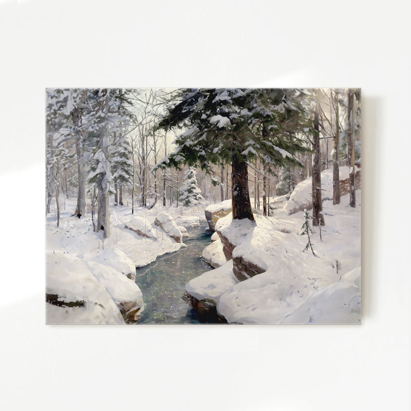 Snowy Forest Old Masters Painting - Sage and Rose Prints