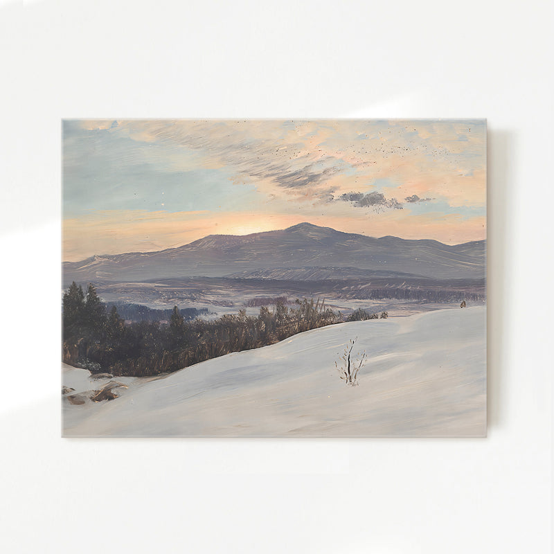 Winter Mountains In Pastel Purples - Sage and Rose Prints