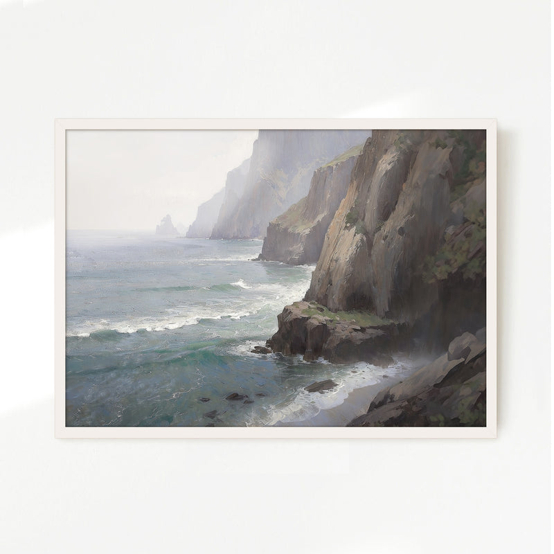 Misty Cliffs Painting No2 - Sage and Rose Prints