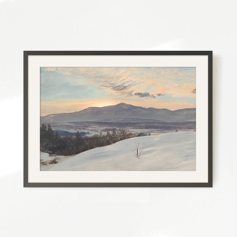 Winter Mountains In Pastel Purples - Sage and Rose Prints