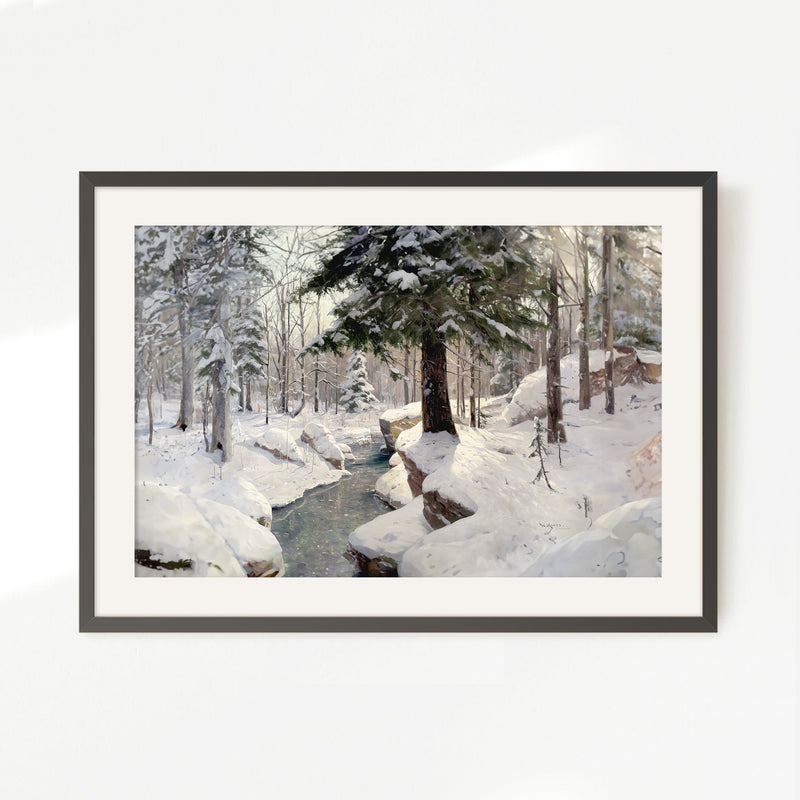 Snowy Forest Old Masters Painting - Sage and Rose Prints