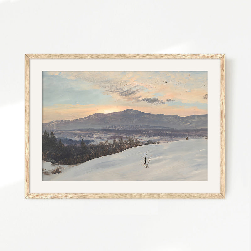 Winter Mountains In Pastel Purples - Sage and Rose Prints